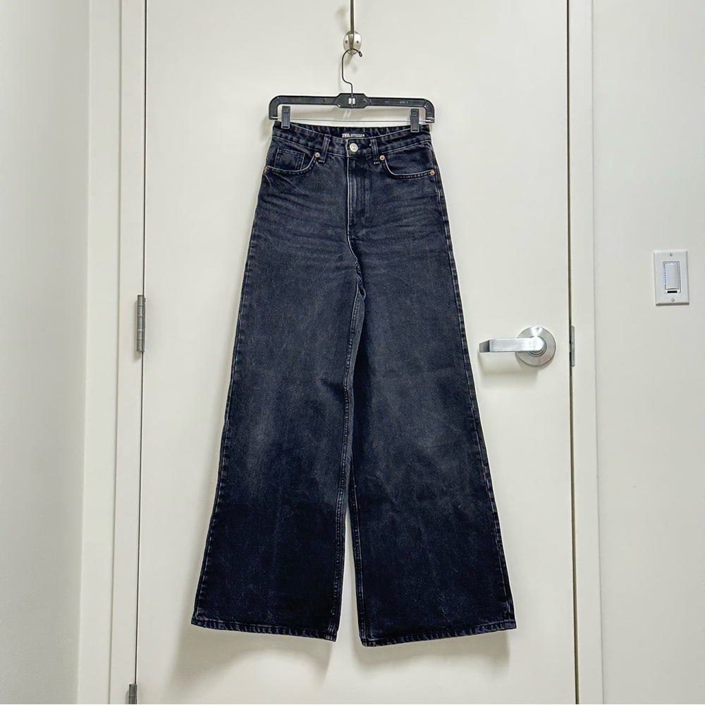 Zara full length high waisted wide leg jeans